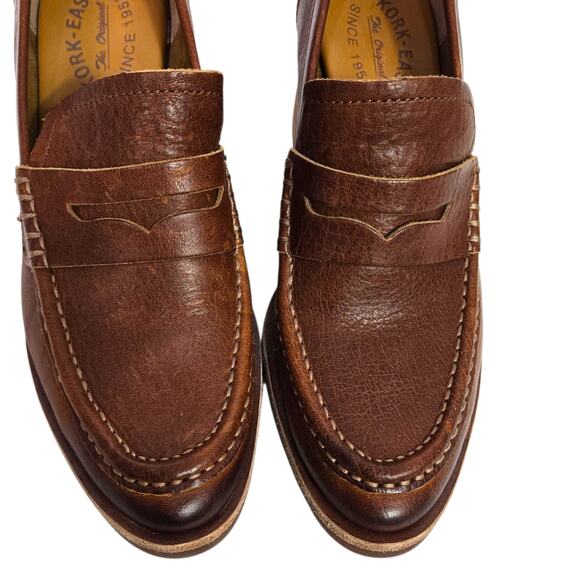 Kork Ease Modeste Penny Loafer Heels Brown Leather Pump Chunky Block Slip On 8.5 - Picture 4 of 16